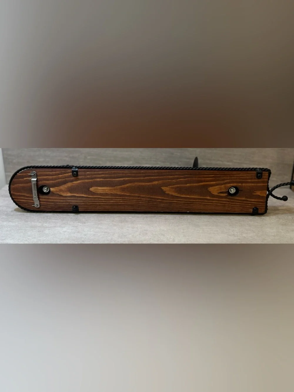 Wood Sconces 2 Piece Set. Rustic Farmhouse Black Wrought Iron Twisted 18.6